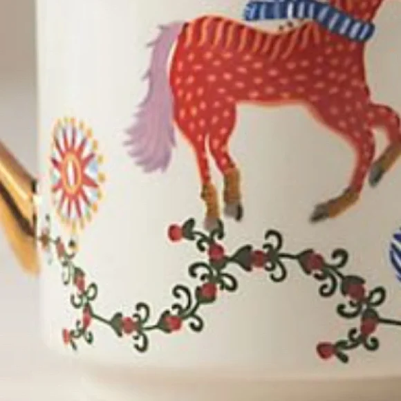 Brand New Anthropologie Juniper Holiday Stoneware Gold Detail Coffee Tea Mug - Picture 5 of 8